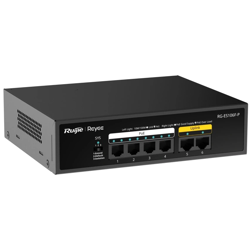 6-портовий 10/100Мб некерований PoE Ruijie Reyee RG-ES106F-P